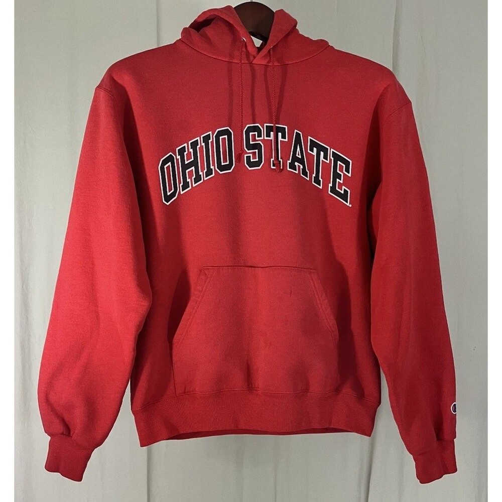 VTG Ohio State Hoodie Mens Medium Red Champion Sweatshirt Pullover Buckeyes OSU
